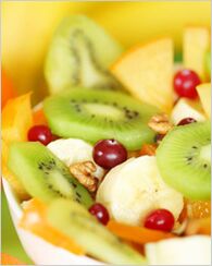 salad of fruits and berries in a diet for the lazy